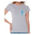 thumbnail image 1 of Awkward Styles Blue Cross Shirt for Women Christian Cross Clothes for Ladies Following Jesus Womens T-Shirt Christian Gifts Jesus Shirts Jesus Cross Clothing Jesus T Shirt for Her Cross Ladies Shirt, 1 of 4