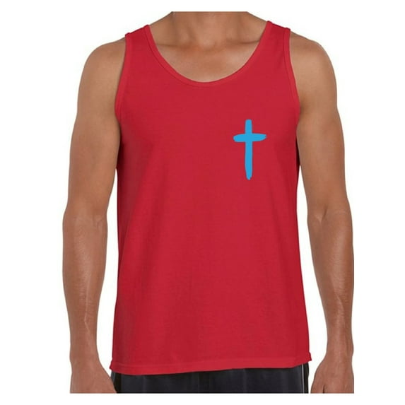 Awkward Styles Blue Cross Tank Top Shirts for Men Christian Mens Tanks Christian Cross Clothes for Men Jesus Lord Christian Birthday Gifts Jesus Cross Shirts Jesus Clothing Cross Mens Shirt