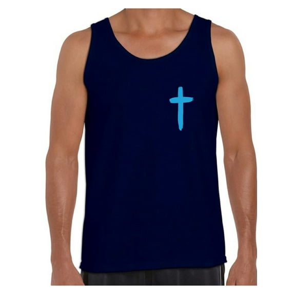 Awkward Styles Blue Cross Tank Top Shirts for Men Christian Mens Tanks Christian Cross Clothes for Men Jesus Lord Christian Birthday Gifts Jesus Cross Shirts Jesus Clothing Cross Mens Shirt