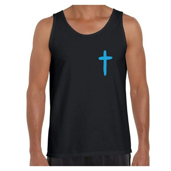 Awkward Styles Blue Cross Tank Top Shirts for Men Christian Mens Tanks Christian Cross Clothes for Men Jesus Lord Christian Birthday Gifts Jesus Cross Shirts Jesus Clothing Cross Mens Shirt