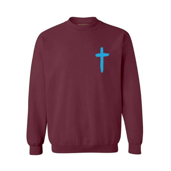 Awkward Styles Blue Cross Unisex Crewnecks Christian Crewneck for Her Cross Clothes Collection Jesus Cross Crewneck for Women Jesus Sweater for Men Christian Gifts Cross Outfit for Men and Women