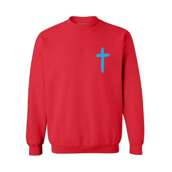 Awkward Styles Blue Cross Unisex Crewnecks Christian Crewneck for Her Cross Clothes Collection Jesus Cross Crewneck for Women Jesus Sweater for Men Christian Gifts Cross Outfit for Men and Women