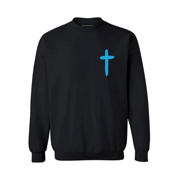 Awkward Styles Blue Cross Unisex Crewnecks Christian Crewneck for Her Cross Clothes Collection Jesus Cross Crewneck for Women Jesus Sweater for Men Christian Gifts Cross Outfit for Men and Women