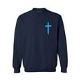 thumbnail image 1 of Awkward Styles Blue Cross Unisex Crewnecks Christian Crewneck for Her Cross Clothes Collection Jesus Cross Crewneck for Women Jesus Sweater for Men Christian Gifts Cross Outfit for Men and Women, 1 of 5