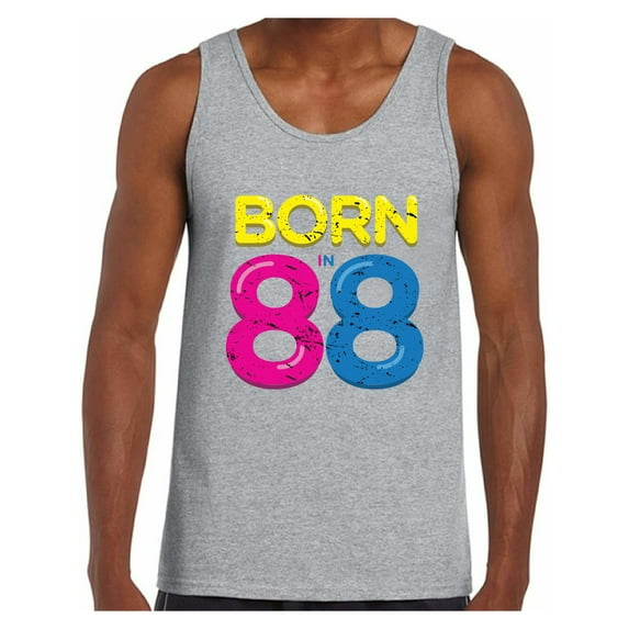 Awkward Styles Born In 88 Tank Top 30th Birthday Party Outfit for Men 30th Birthday Muscle Shirt Funny Thirty Shirts Mens 30th Tshirt B-Day Party for Men Born in 1988 Funny Birthday Tanks for Men