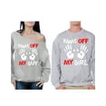 thumbnail image 1 of Awkward Styles Boyfriend Girlfriend Couple Sweatshirts Hands Off My Guy Off the Shoulder Sweatshirt Hands Off My Girl Sweater Matching Valentines Day Outfit for Couples Funny Sweaters for Couples, 1 of 5