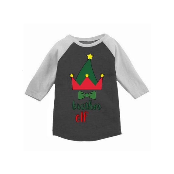 Awkward Styles Boys Christmas T-Shirt Brother Xmas Elf Toddler Raglan Shirt
