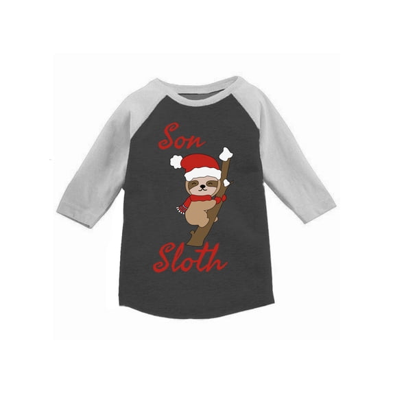 Awkward Styles Boys Christmas T-Shirt Xmas Son Sloth Toddler Raglan Shirt