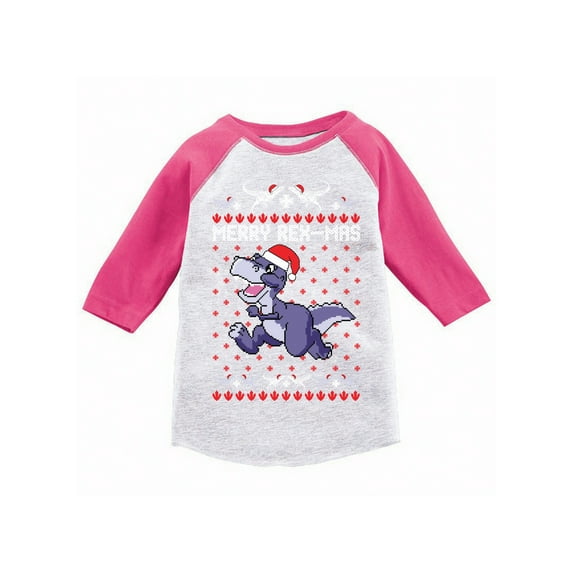Awkward Styles Boys Girls Christmas T-Shirt Merry Rexmas Xmas Raglan Shirt Kids