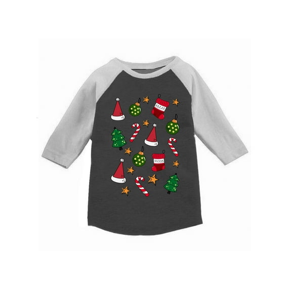 Awkward Styles Boys Girls Christmas T-Shirt Xmas Pattern Raglan Shirt Kids