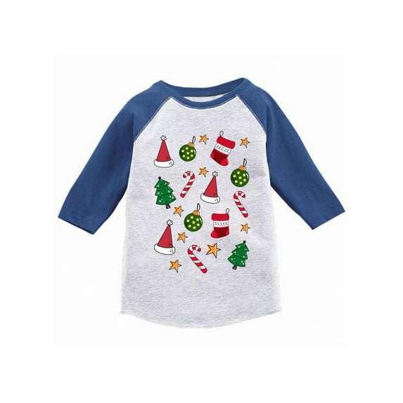 Awkward Styles Boys Girls Christmas T-Shirt Xmas Pattern Raglan Shirt Kids