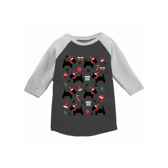 Awkward Styles Boys Girls Xmas T-Shirt Dogs Christmas Pattern Toddler Raglan Shirt