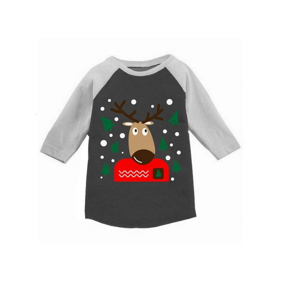 Awkward Styles Boys Girls Xmas T-Shirt Adorable Christmas Deer Toddler Raglan Shirt