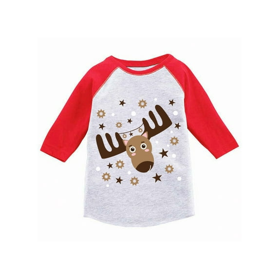 Awkward Styles Boys Girls Xmas T-Shirt Brown Christmas Deer Toddler Raglan Shirt