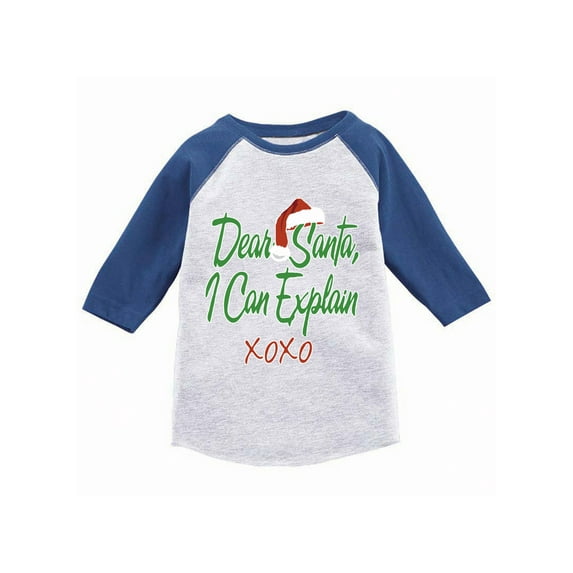Awkward Styles Boys Girls Xmas T-Shirt Dear Santa I Can Explain Christmas Toddler Raglan Shirt
