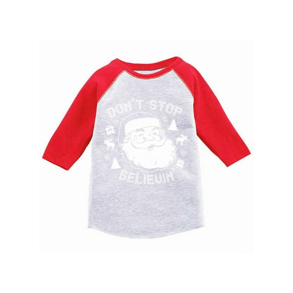 Awkward Styles Boys Girls Xmas T-Shirt Don't Stop Believin Christmas Toddler Raglan Shirt