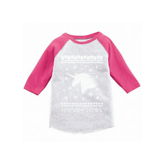 Awkward Styles Boys Girls Xmas T-Shirt White Christmas Unicorn Toddler Raglan Shirt