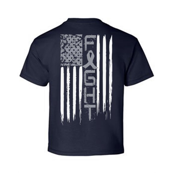 Awkward Styles Brain Cancer Awareness T-Shirt Grey Fight Flag Kids T Shirts Back Print