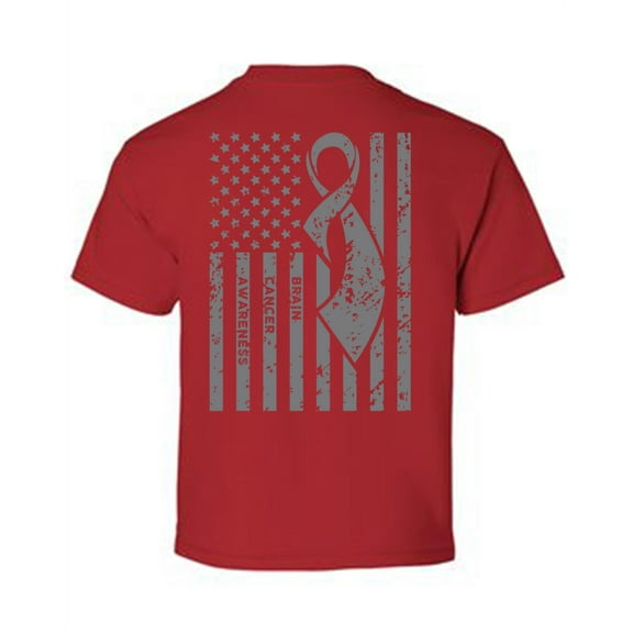 Awkward Styles Brain Cancer Awareness T-Shirt Grey Flag Kids T Shirts Back Print