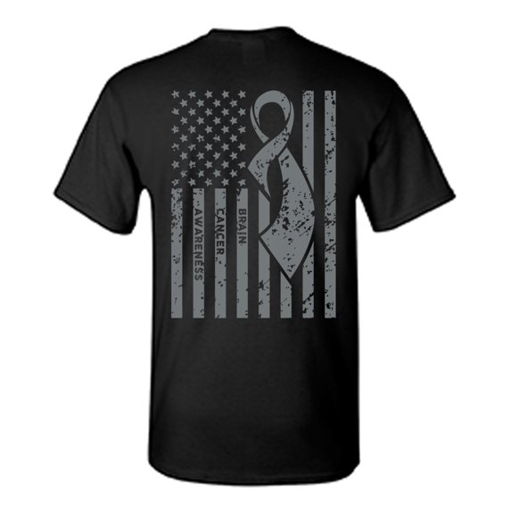 Awkward Styles Brain Cancer Awareness T-Shirt Grey Flag T Shirts for Men Back Print