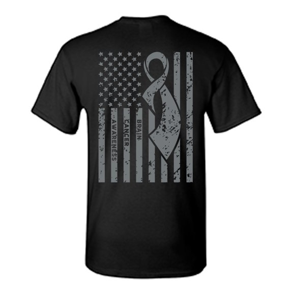 Awkward Styles Brain Cancer Awareness T-Shirt Grey Flag T Shirts for Men Back Print