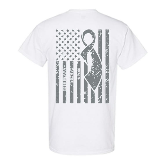 Awkward Styles Brain Cancer Awareness T-Shirt Grey Flag T Shirts for Men Back Print