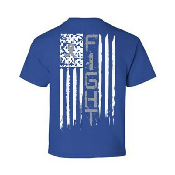 Awkward Styles Brain Cancer Awareness T-Shirt Grey Ribbon Flag Kids T Shirts Back Print