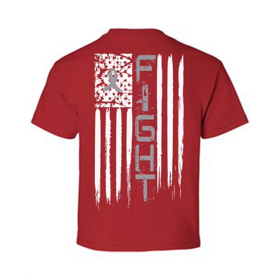 Awkward Styles Brain Cancer Awareness T-Shirt Grey Ribbon Flag Kids T Shirts Back Print