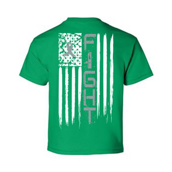 Awkward Styles Brain Cancer Awareness T-Shirt Grey Ribbon Flag Kids T Shirts Back Print