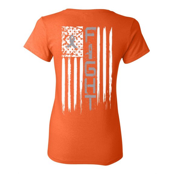 Awkward Styles Brain Cancer Awareness T-Shirt Grey Ribbon Flag T Shirts for Women Back Print