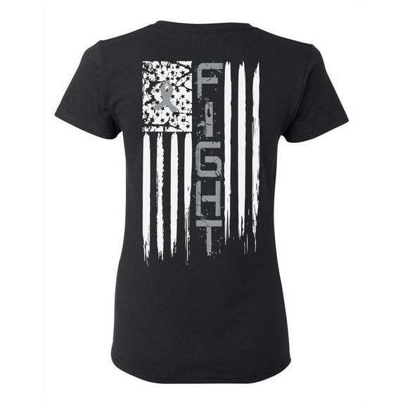 Awkward Styles Brain Cancer Awareness T-Shirt Grey Ribbon Flag T Shirts for Women Back Print