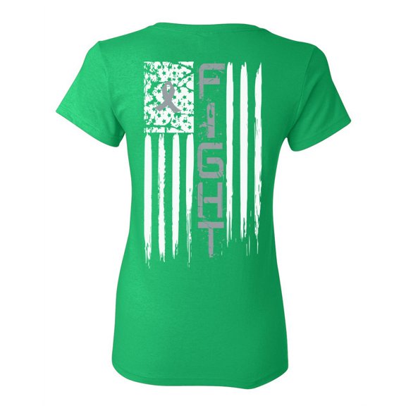 Awkward Styles Brain Cancer Awareness T-Shirt Grey Ribbon Flag T Shirts for Women Back Print