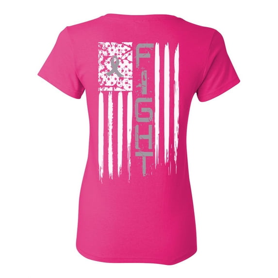 Awkward Styles Brain Cancer Awareness T-Shirt Grey Ribbon Flag T Shirts for Women Back Print