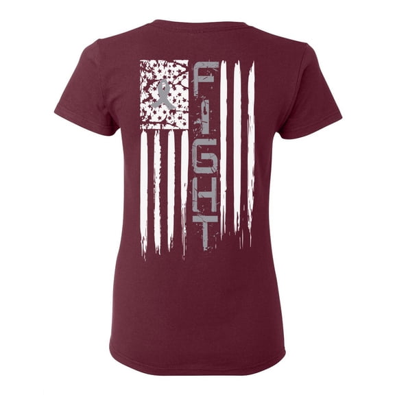 Awkward Styles Brain Cancer Awareness T-Shirt Grey Ribbon Flag T Shirts for Women Back Print