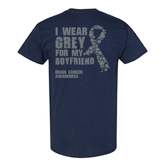 Awkward Styles Brain Cancer Awareness T-Shirt I Wear Grey For My Boyfriend T Shirts for Men Back Print