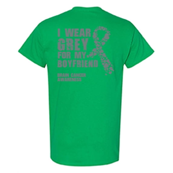 Awkward Styles Brain Cancer Awareness T-Shirt I Wear Grey For My Boyfriend T Shirts for Men Back Print