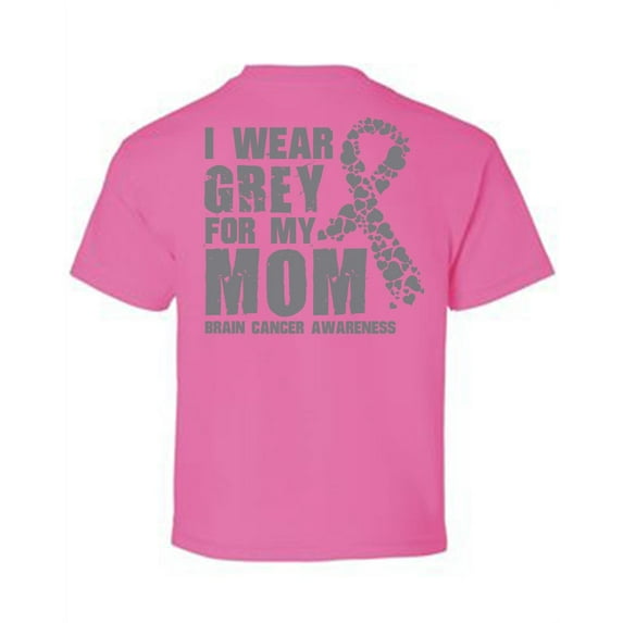 Awkward Styles Brain Cancer Awareness T-Shirt I Wear Grey For My Mom Kids T Shirts Back Print