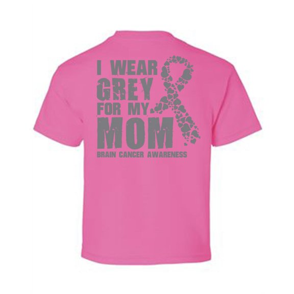 Awkward Styles Brain Cancer Awareness T-Shirt I Wear Grey For My Mom Kids T Shirts Back Print