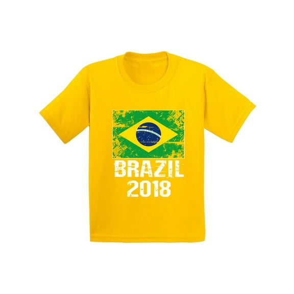 Awkward Styles Brazil 2018 Shirt for Kids Brazilian Flag Youth Shirt Soccer Gift