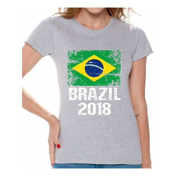 Awkward Styles Brazil 2018 Shirt for Women Brazilian Flag Tshirt Soccer Gifts