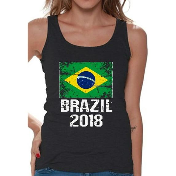 Awkward Styles Brazil 2018 Soccer Tank Top for Women Brazilian Flag Gift for Her