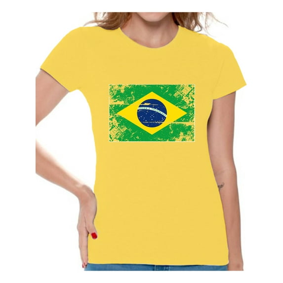 Awkward Styles Brazil Flag Shirt for Women Brazilian Soccer 2018 Tshirt Gifts from Brazil Flag of Brazil Brazilian Women Brazil Shirts for Women Brazil 2018 Tshirt Brazilian Gifts for Women