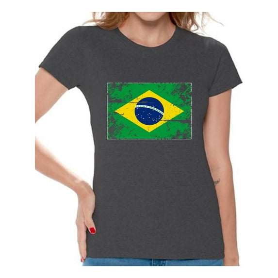 Awkward Styles Brazil Flag Shirt for Women Brazilian Soccer 2018 Tshirt Gifts from Brazil Flag of Brazil Brazilian Women Brazil Shirts for Women Brazil 2018 Tshirt Brazilian Gifts for Women