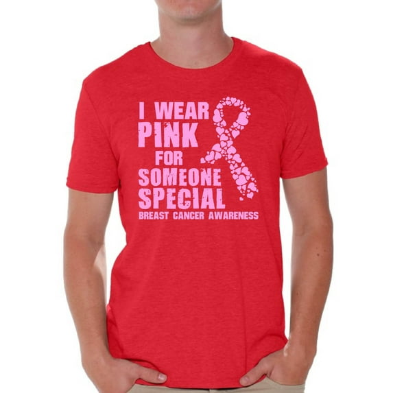 Awkward Styles Breast Cancer Awareness Men's Shirt Cancer Shirts I Wear Pink For Someone Special T-Shirt Breast Cancer Survivor Gifts Pink Ribbon Tshirt for Men Pink Cancer Support Pink Ribbon
