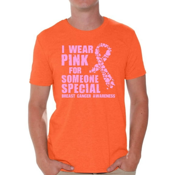 Awkward Styles Breast Cancer Awareness Men's Shirt Cancer Shirts I Wear Pink For Someone Special T-Shirt Breast Cancer Survivor Gifts Pink Ribbon Tshirt for Men Pink Cancer Support