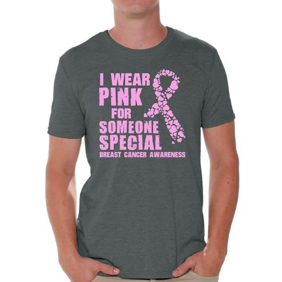 Awkward Styles Breast Cancer Awareness Men's Shirt Cancer Shirts I Wear Pink For Someone Special T-Shirt Breast Cancer Survivor Gifts Pink Ribbon Tshirt for Men Pink Cancer Support