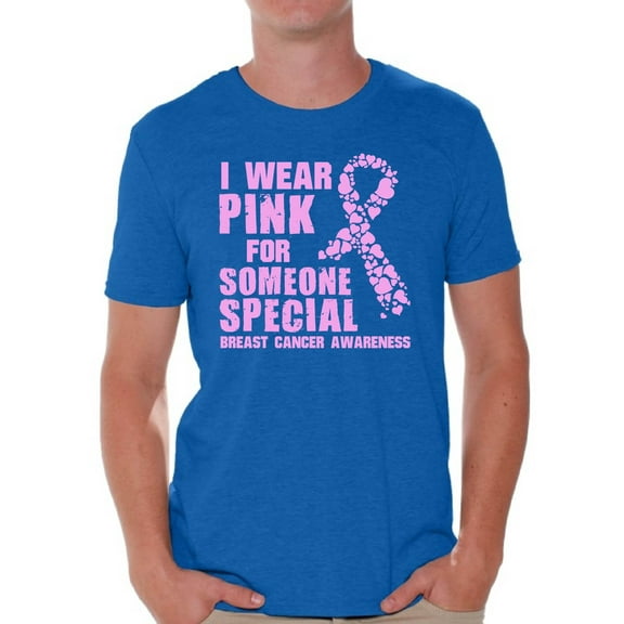 Awkward Styles Breast Cancer Awareness Men's Shirt Cancer Shirts I Wear Pink For Someone Special T-Shirt Breast Cancer Survivor Gifts Pink Ribbon Tshirt for Men Pink Cancer Support Pink Ribbon