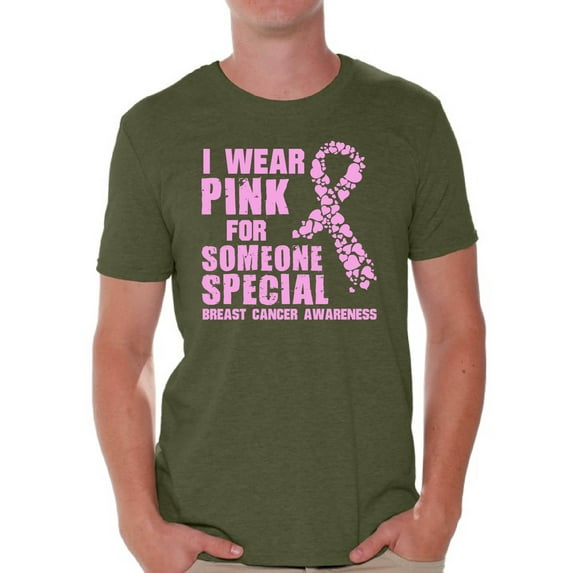 Awkward Styles Breast Cancer Awareness Men's Shirt Cancer Shirts I Wear Pink For Someone Special T-Shirt Breast Cancer Survivor Gifts Pink Ribbon Tshirt for Men Pink Cancer Support Pink Ribbon