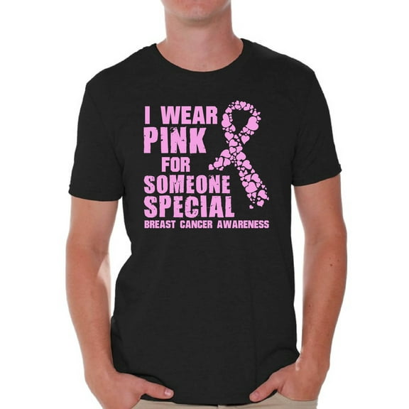 Awkward Styles Breast Cancer Awareness Men's Shirt Cancer Shirts I Wear Pink For Someone Special T-Shirt Breast Cancer Survivor Gifts Pink Ribbon Tshirt for Men Pink Cancer Support Pink Ribbon