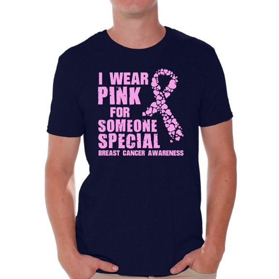 Awkward Styles Breast Cancer Awareness Men's Shirt Cancer Shirts I Wear Pink For Someone Special T-Shirt Breast Cancer Survivor Gifts Pink Ribbon Tshirt for Men Pink Cancer Support Pink Ribbon